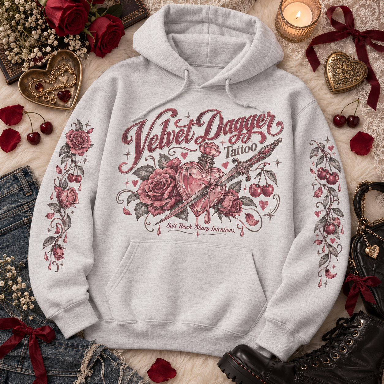 Women's cherry print hoodie
