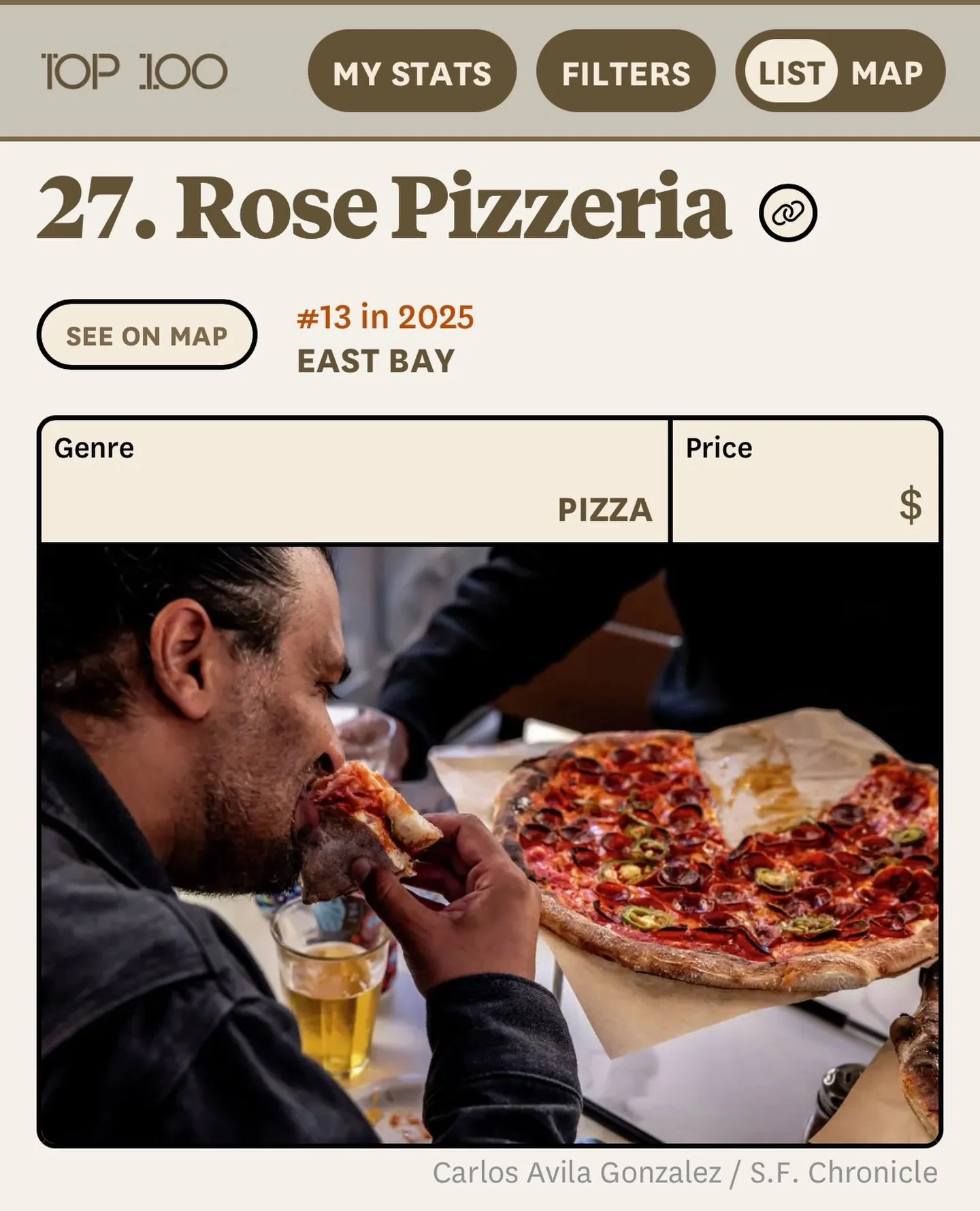 Very stoked to be back in the Top 100! Thank you to our crew who makes it happen everyday and night. Thank you to all of you that come back to us :) &amp; thanks to the @sfchronicle_food for including us and writing such nice words about us. &hearts;
