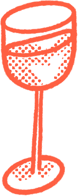 Drawing of a wine glass with a filled drink
