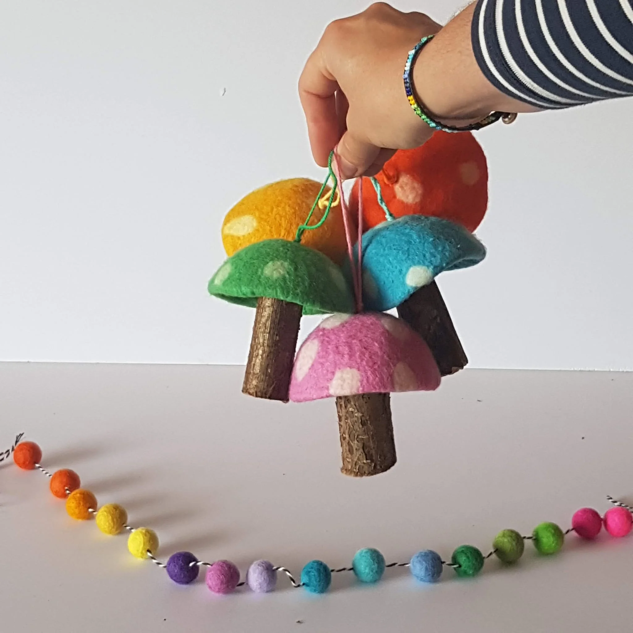 colourful rainbow toadstools by tamzen Lundy