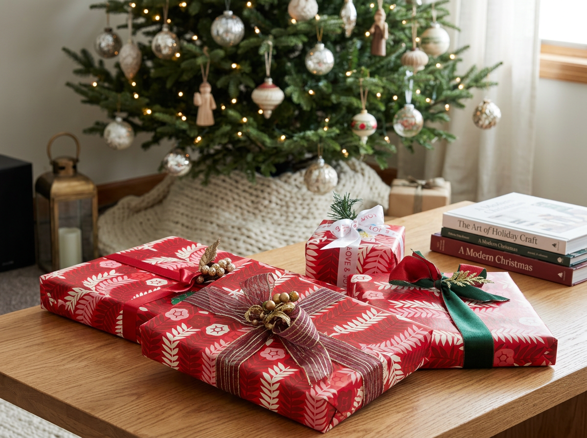 Classic wrapped Christmas packages