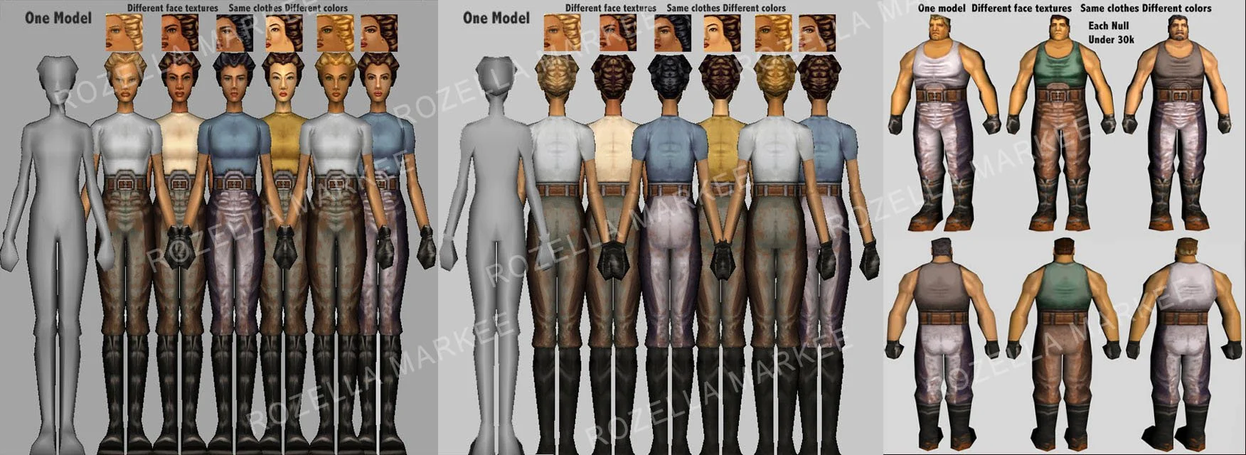 Unsung Heroes - Game Null Characters 
Textured models for in-game use, adapting artwork to established design, technical, and production requirements.