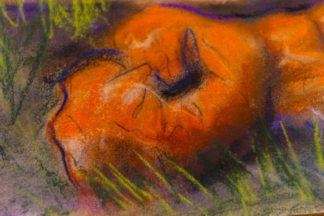 Close up of Large Pastel Painting  