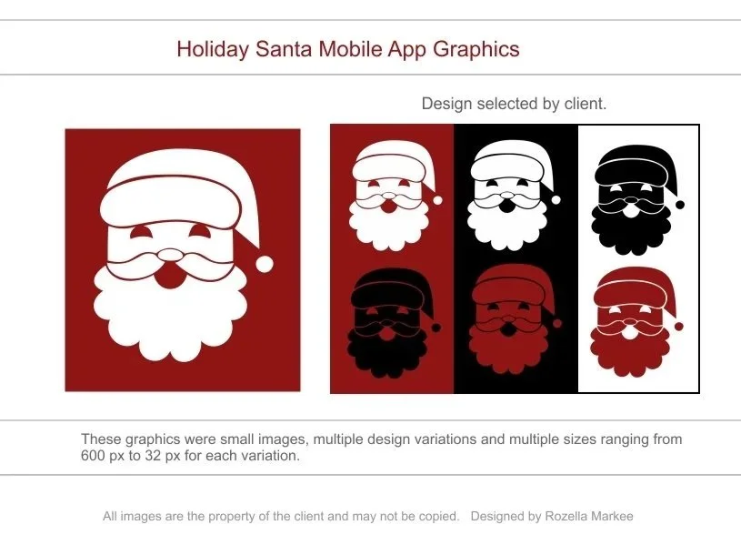 Christmas App — Vector Illustration & Design
Created Santa Claus artwork, including multiple design variations and color treatments to meet the client's specifications.