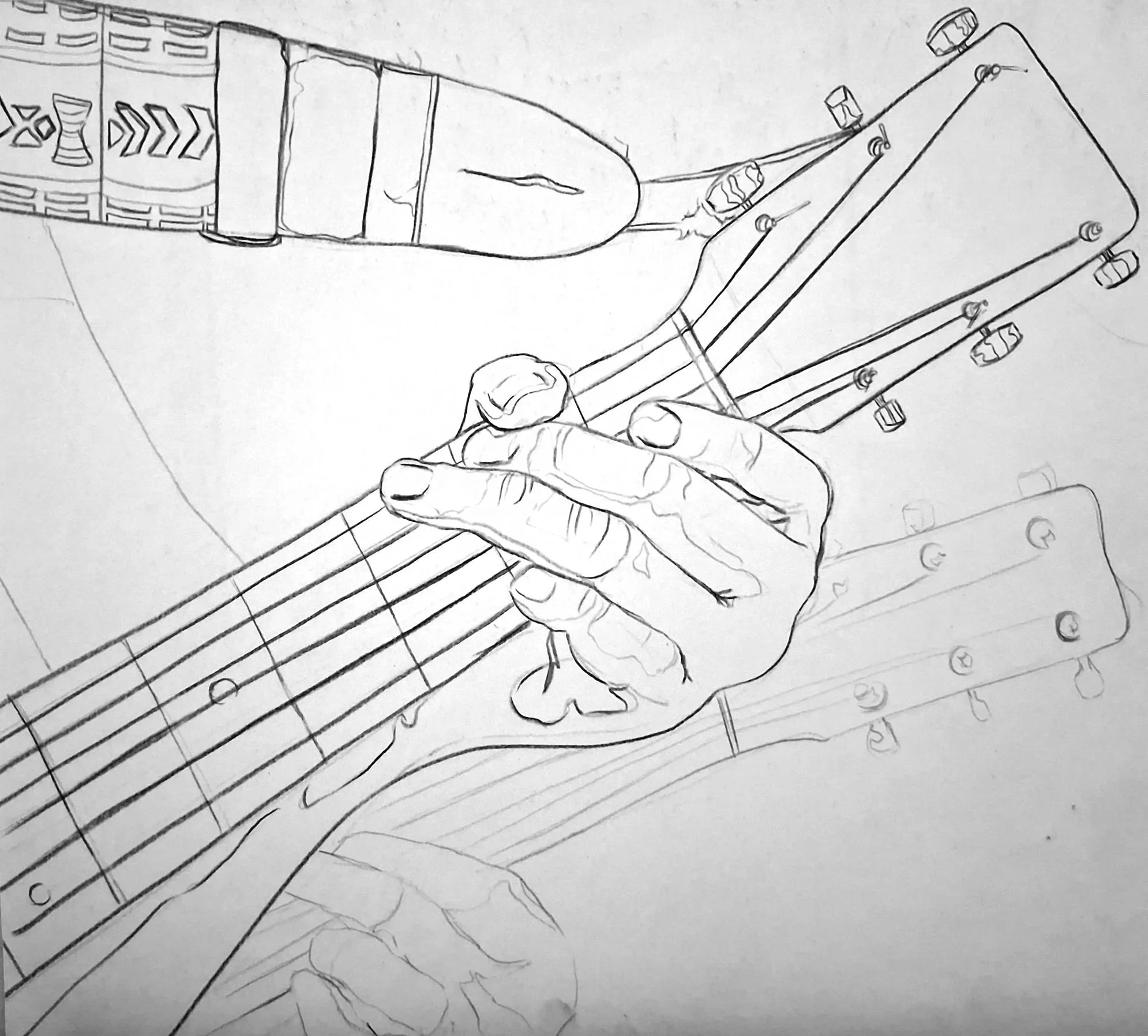 Line Drawing - Hand study. Charcoal on paper.