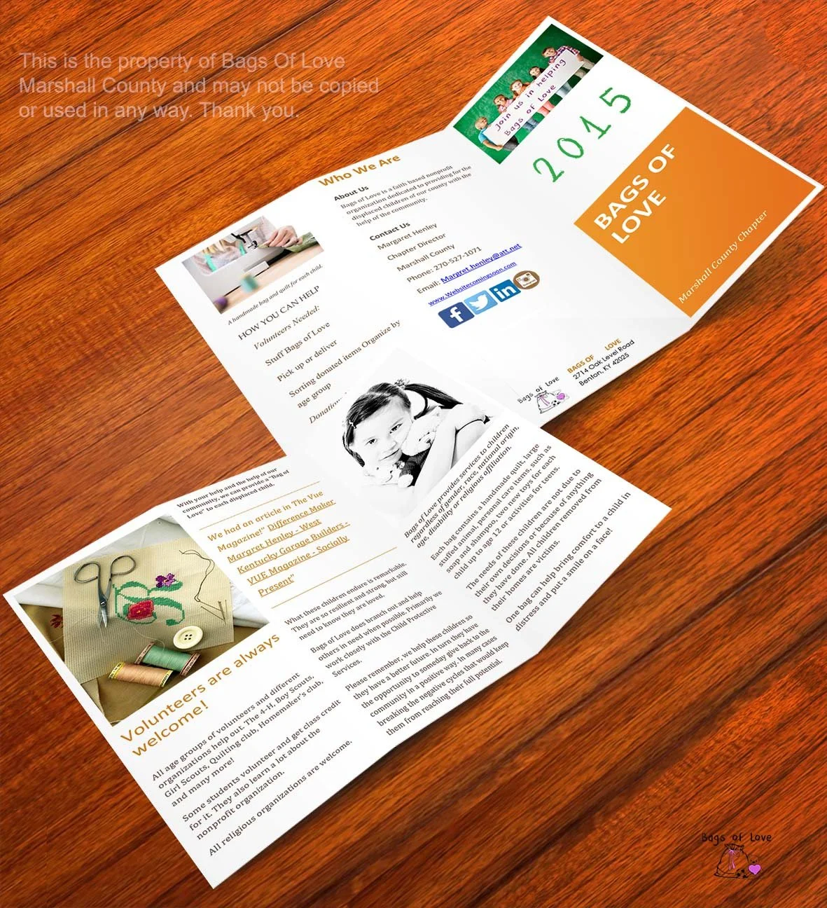 Client project:  Designed brochure and created a mockup of printed finals.