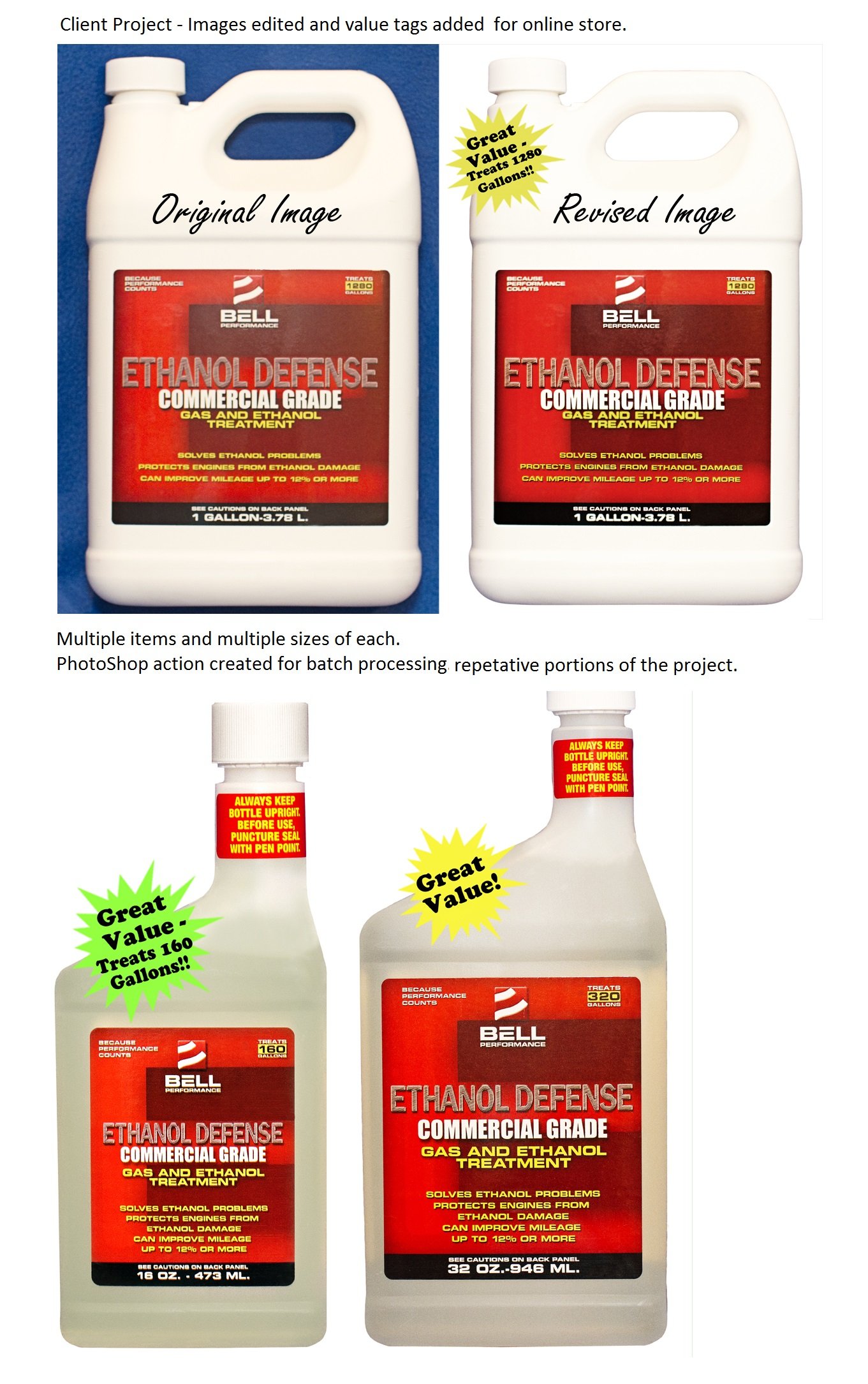 Client project: Photo edit, correction and background removal for ecommerce website. Some additional assets were added at client request. Total of 150 images for this project.