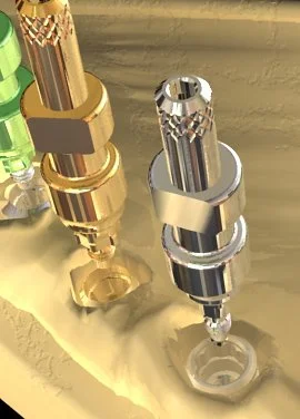 Client project: Close-up. Created metal shaders in Maya for dental implant visualization.