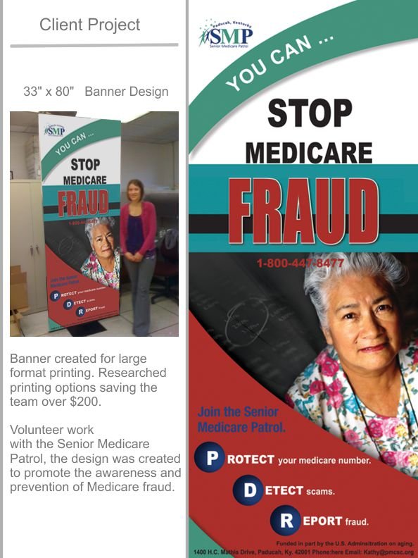 Client Volunteer Project: Large format banner design creation. Research cost analysis comparison of local printers saving the client money for the project.