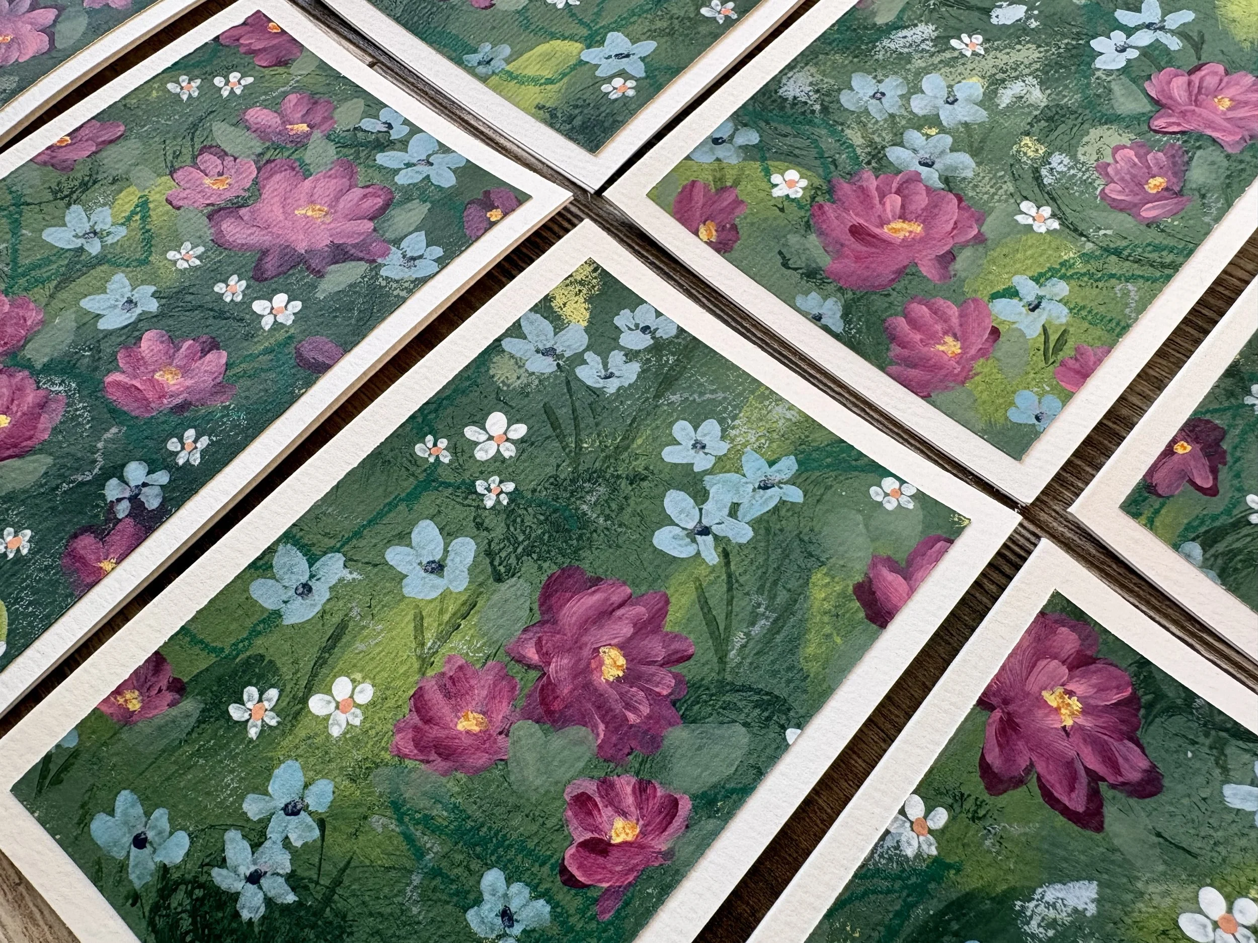 Sunset Garden- Hand-Painted Acrylic Art Notecards