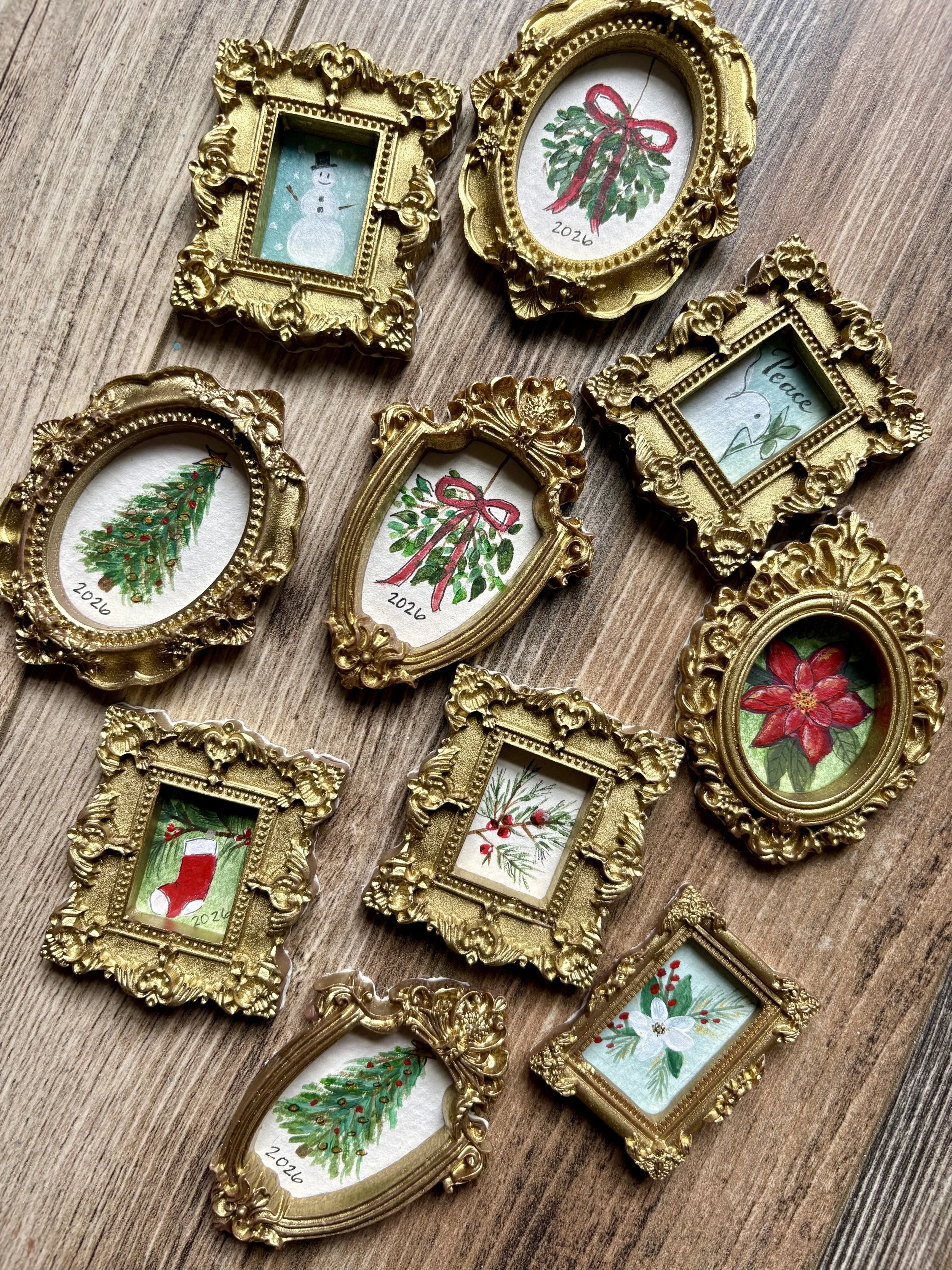 Vintage Charm Mini Christmas Painting Ornaments- Hand-Painted Originals!