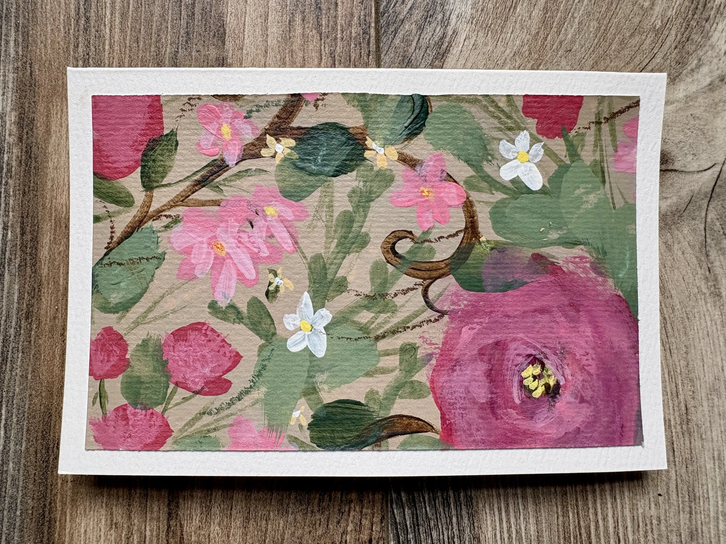 Field of Roses- Hand-painted Acrylic Notecards- NOT PRINTS!