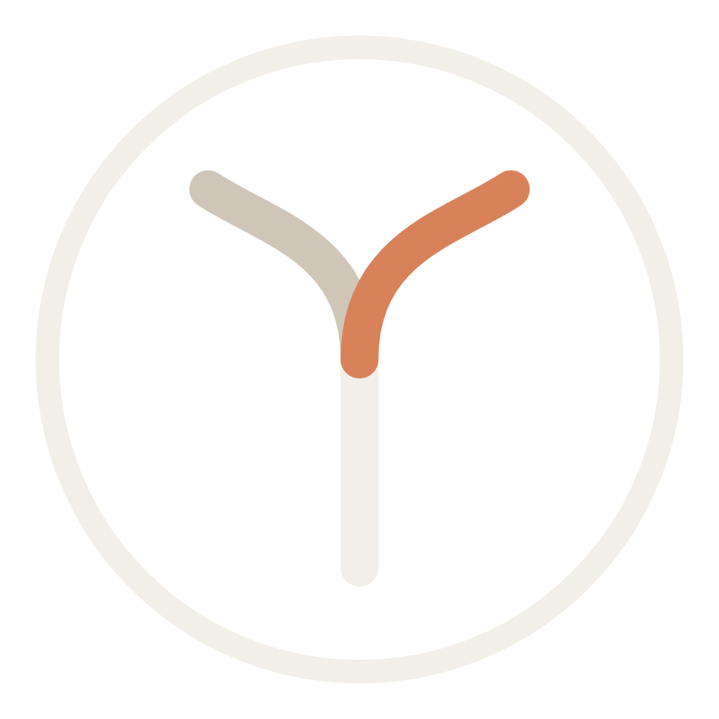Minimalist clock illustration with black background, white outline, and three colored hands indicating approximately 5:52.