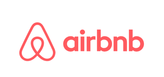 Airbnb logo with a stylized 'A' symbol and the word 'airbnb' in red text.