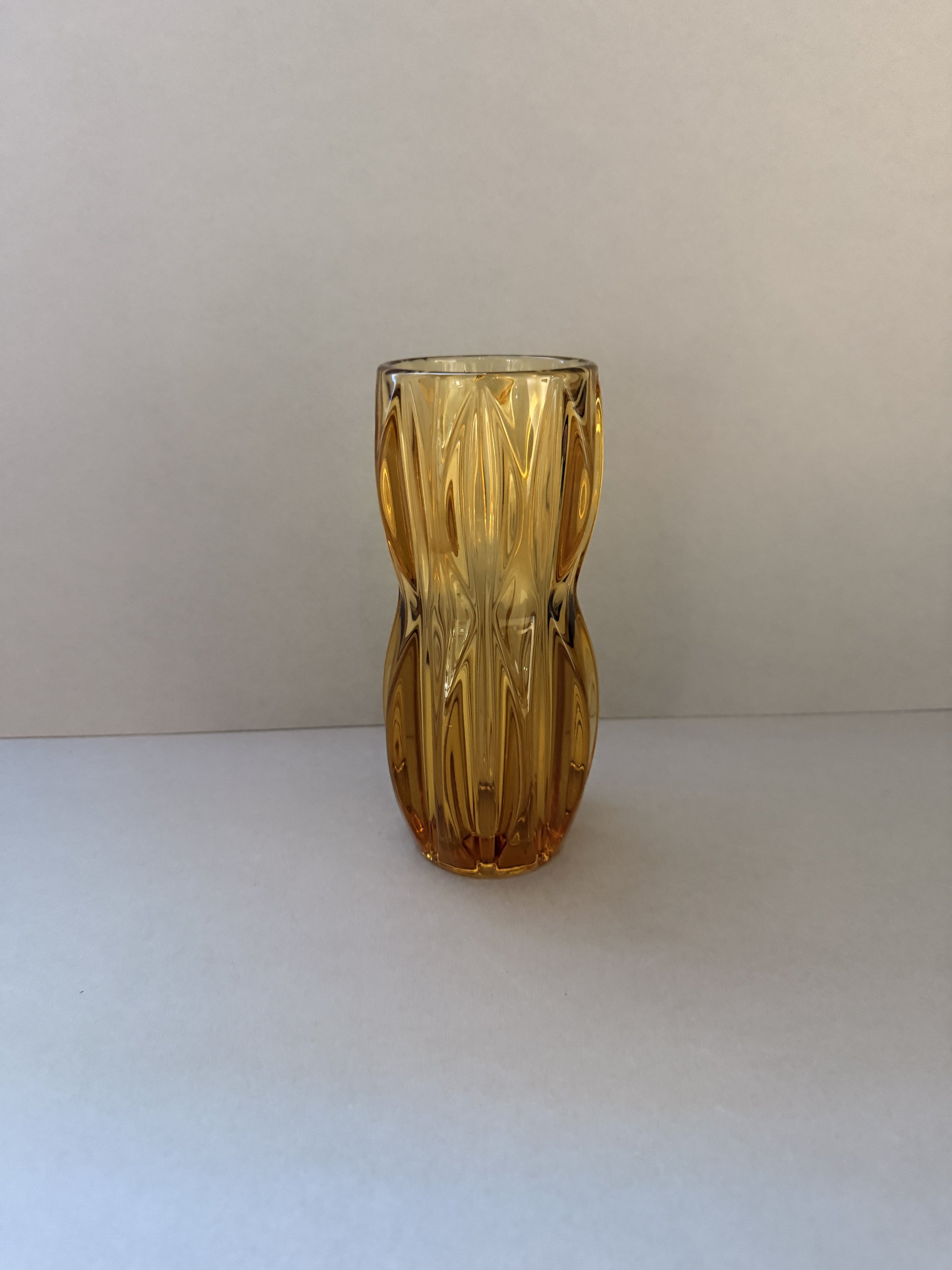 Jan Schmid for Sklo Union Rosice 1032 Amber Glass Vase – c.1960 – 20 cm