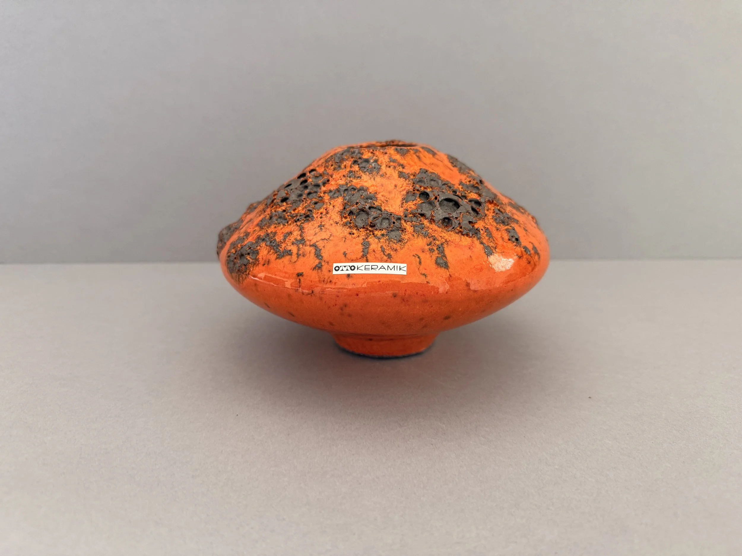 Otto Keramik 203M Orange Fat Lava Vase – Approx. 16.5 cm