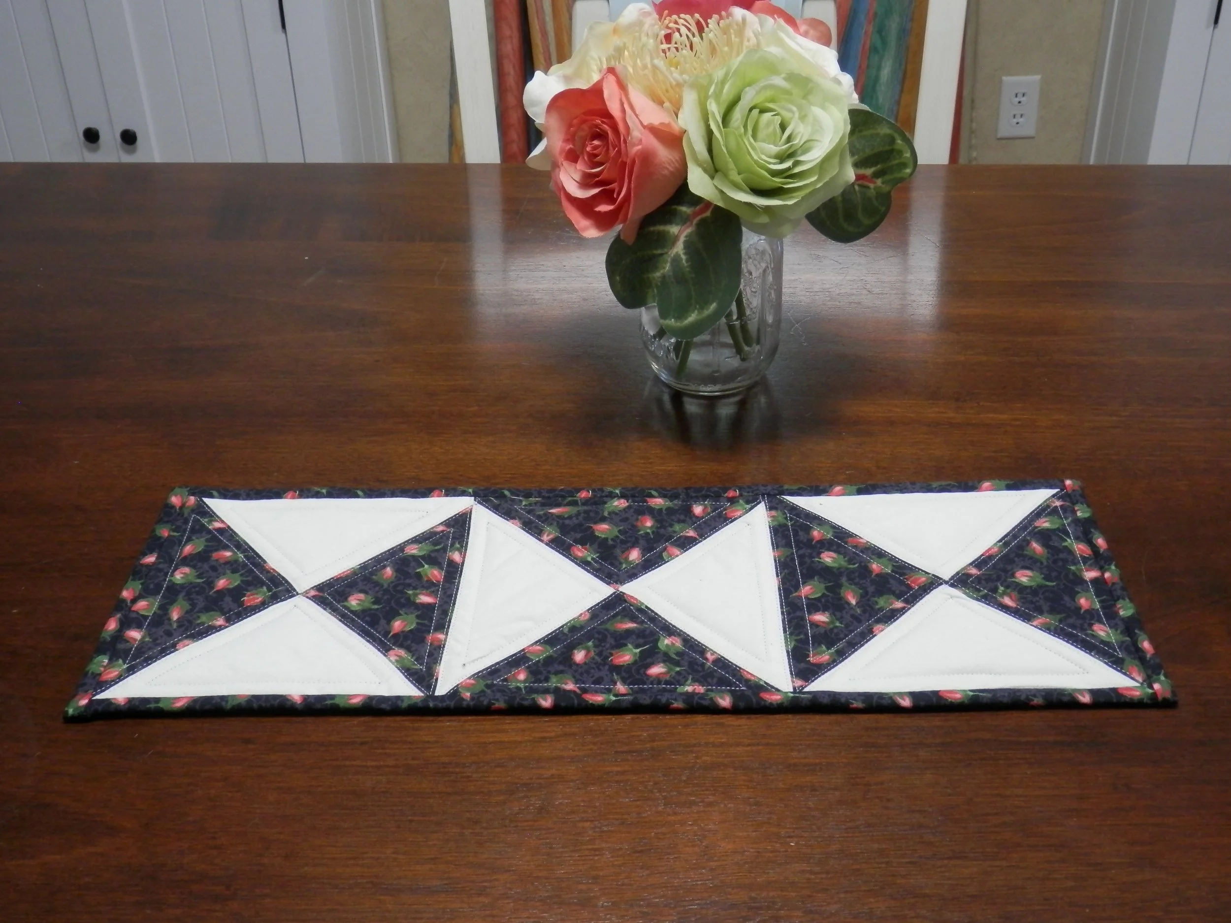Small Table Runner for Tiny Home Living 18.5L x 6.5"W Sweet Roses