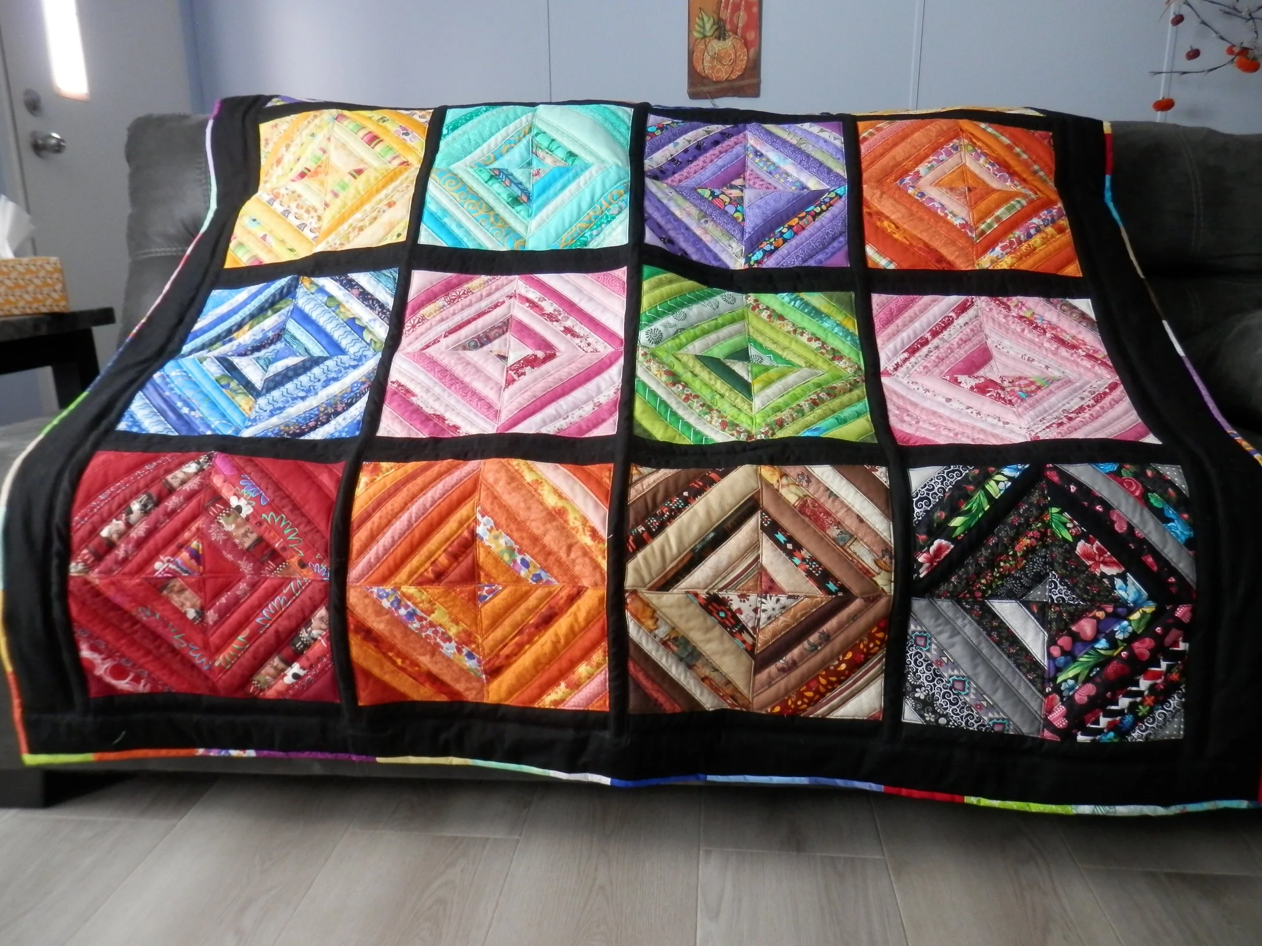Kaleidoscope Quilt Throw 74"L x 57"W