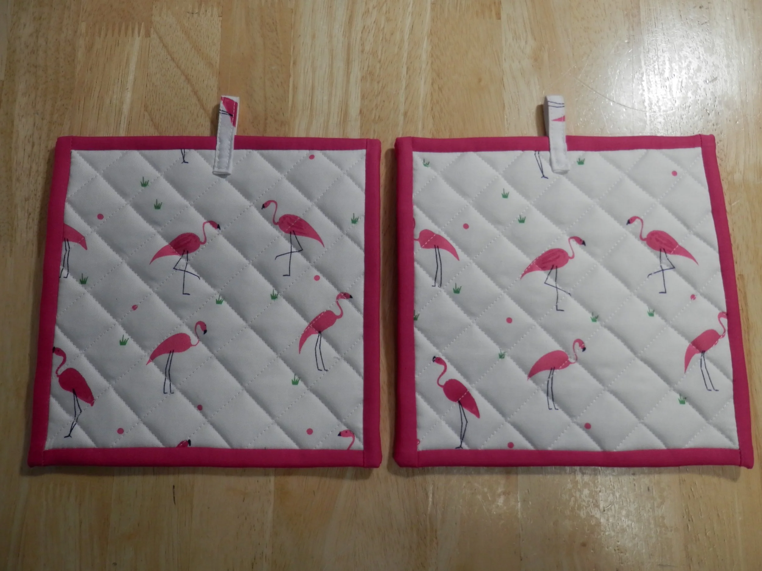 Tropical Pink Flamingos Potholders Set of 2