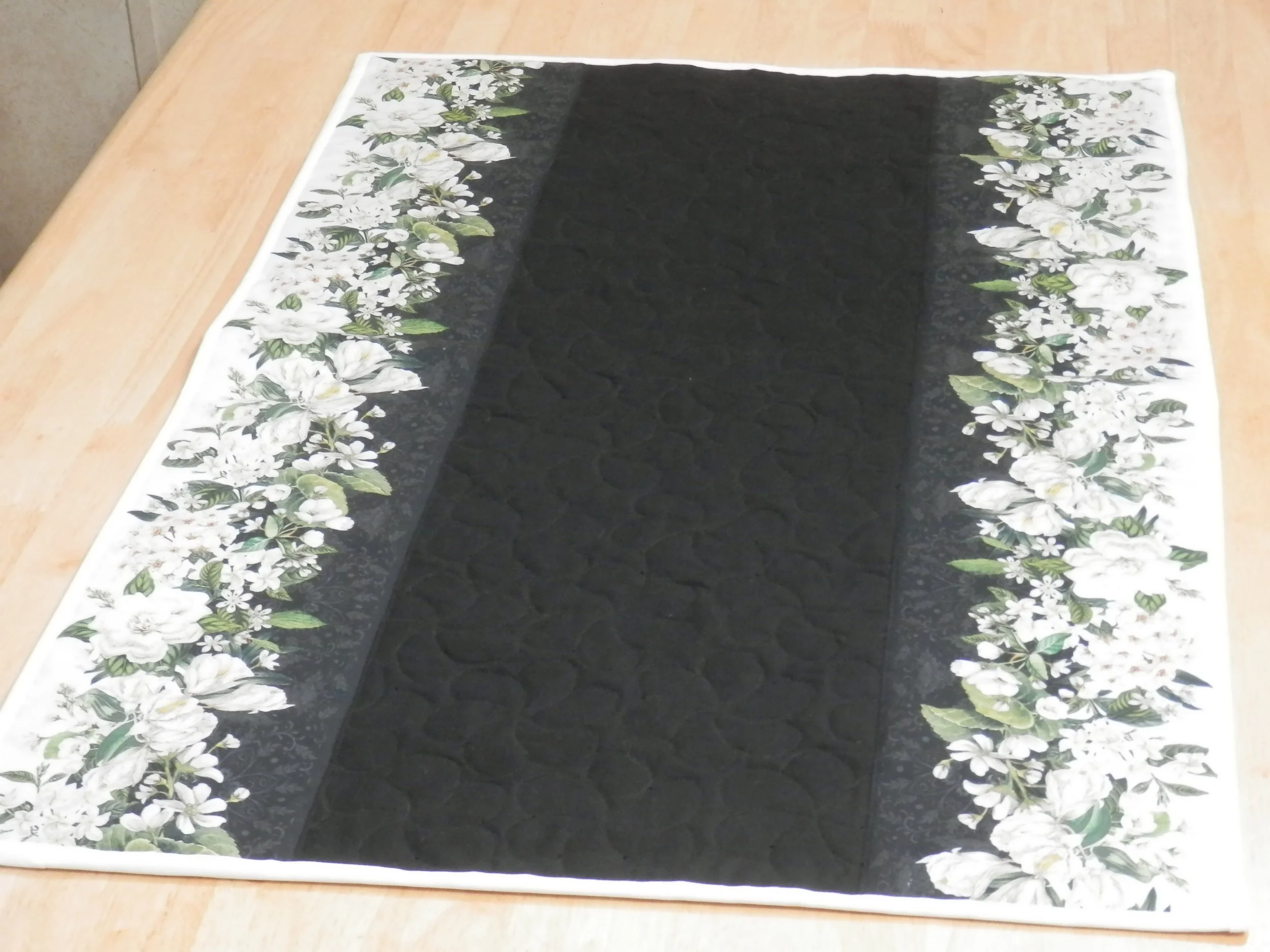 White Flowers Bouquet Table Runner 34"L x 22.5"W