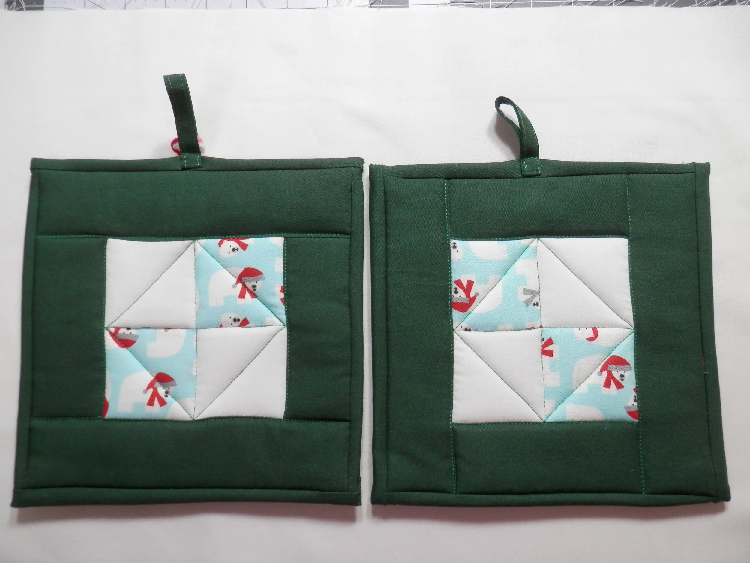 Christmas Polar Bear Potholders Set of 2