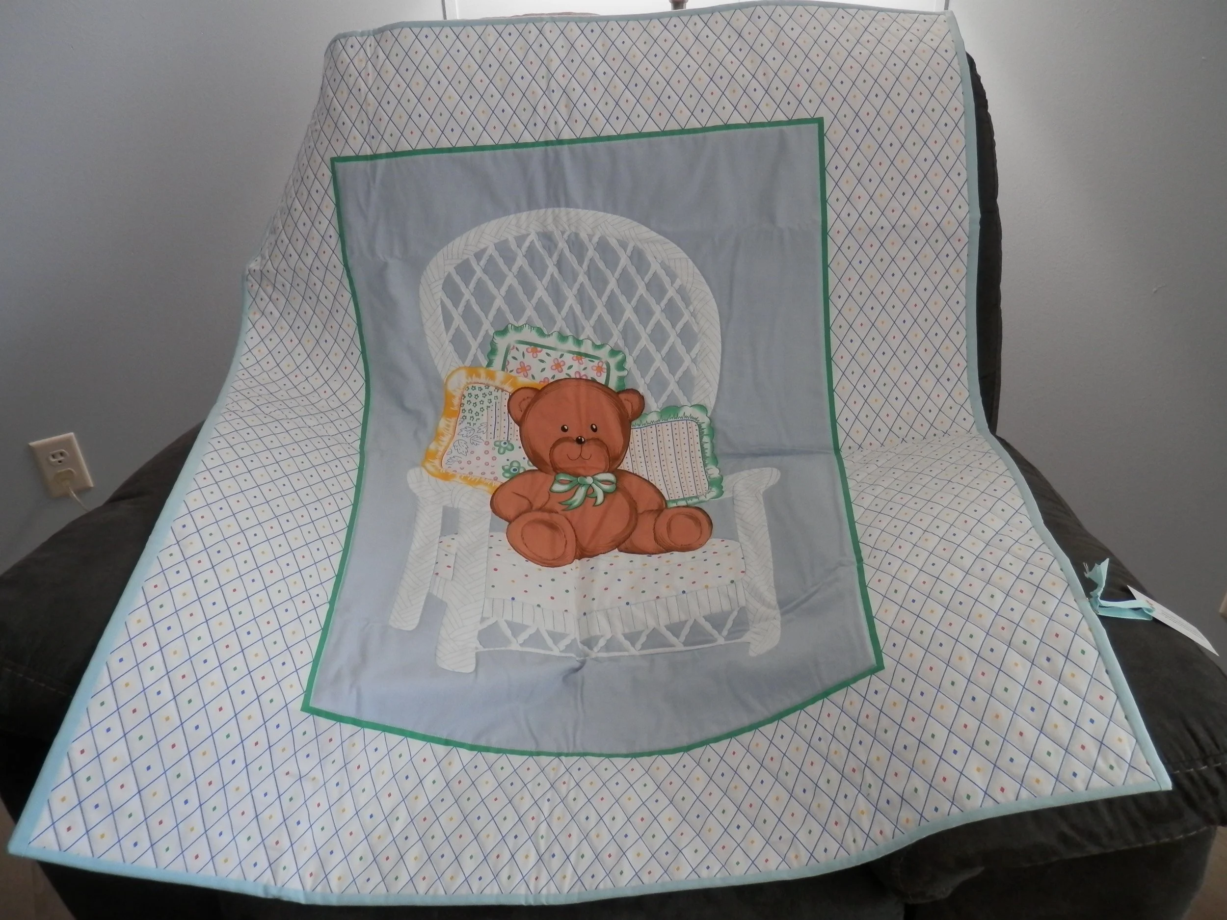 My Bear, My Friend Quilt for Baby, and or Toddler 43"L x 36"W