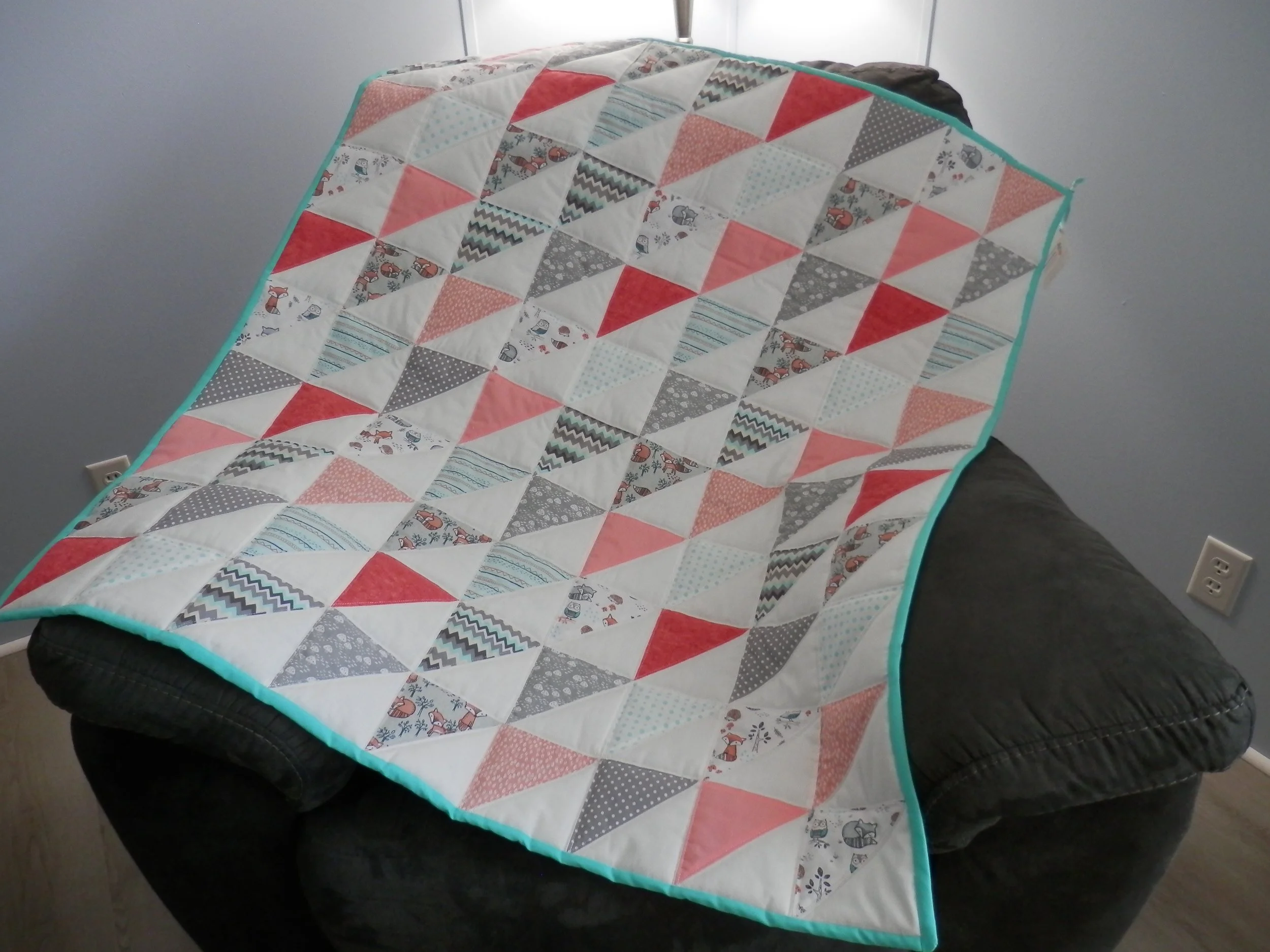 "My Woodland Friends" Baby Quilt 37"W x 40.5"L