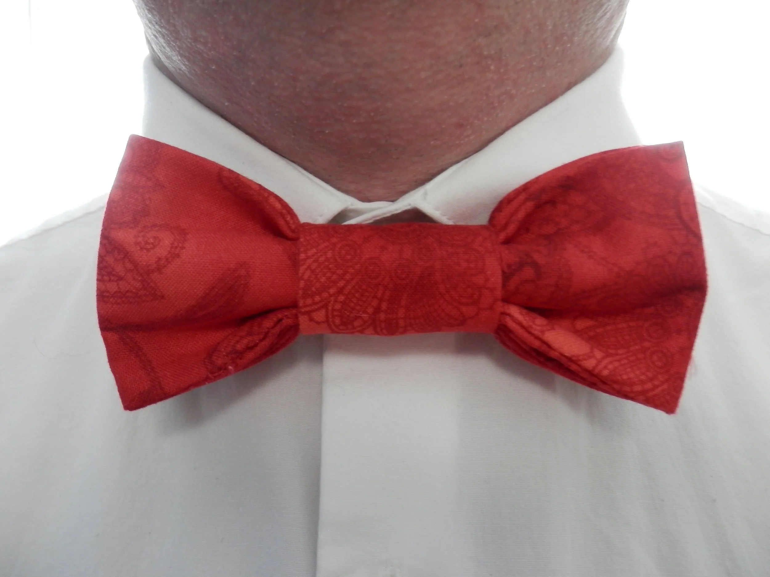 Handmade Men's Fabric Bow Tie Red Paisley