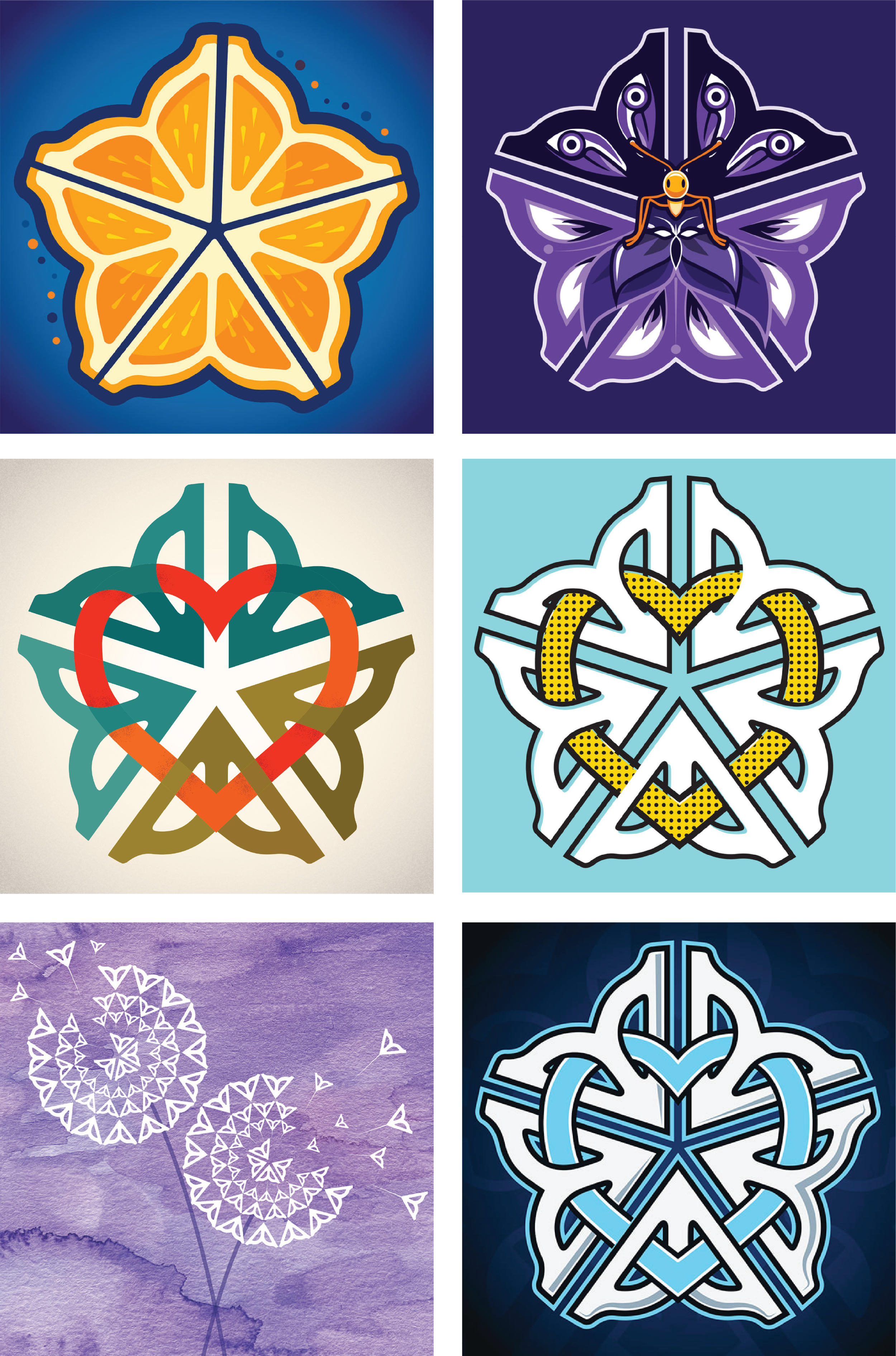 Grid of Rochester city mark logo artwork.