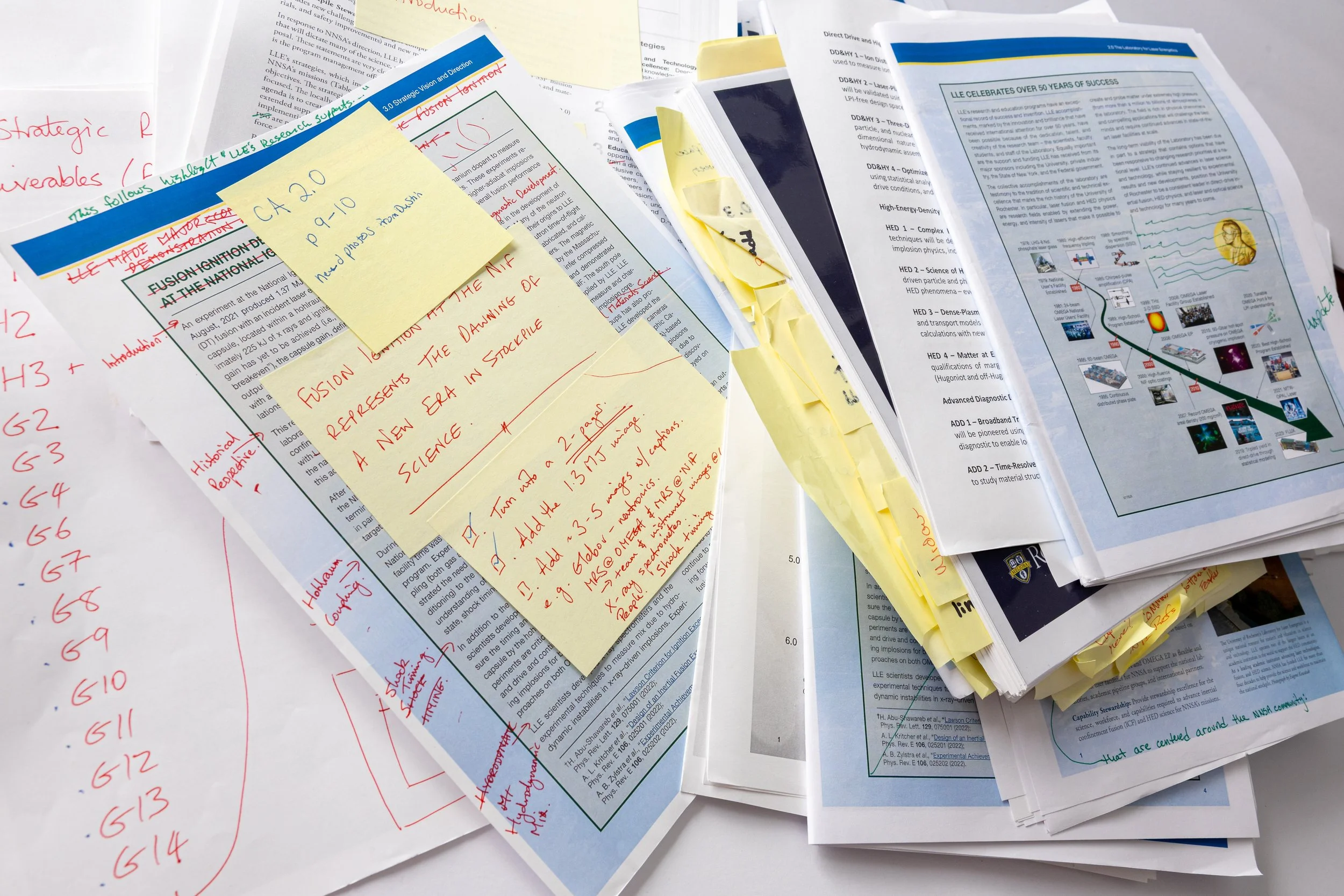 A huge pile of paper edits.