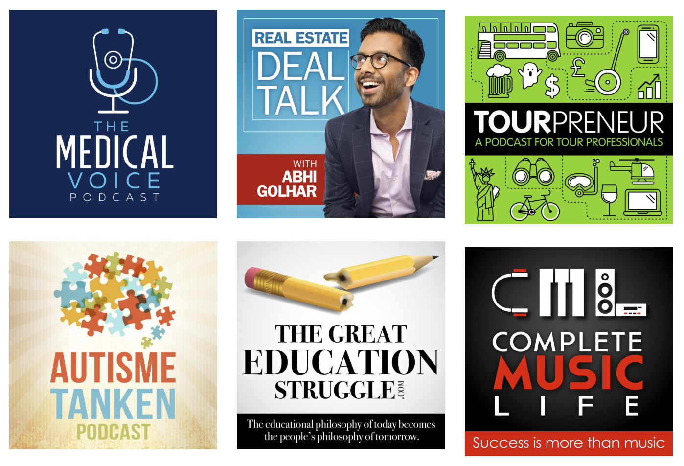 Podcast artwork images.