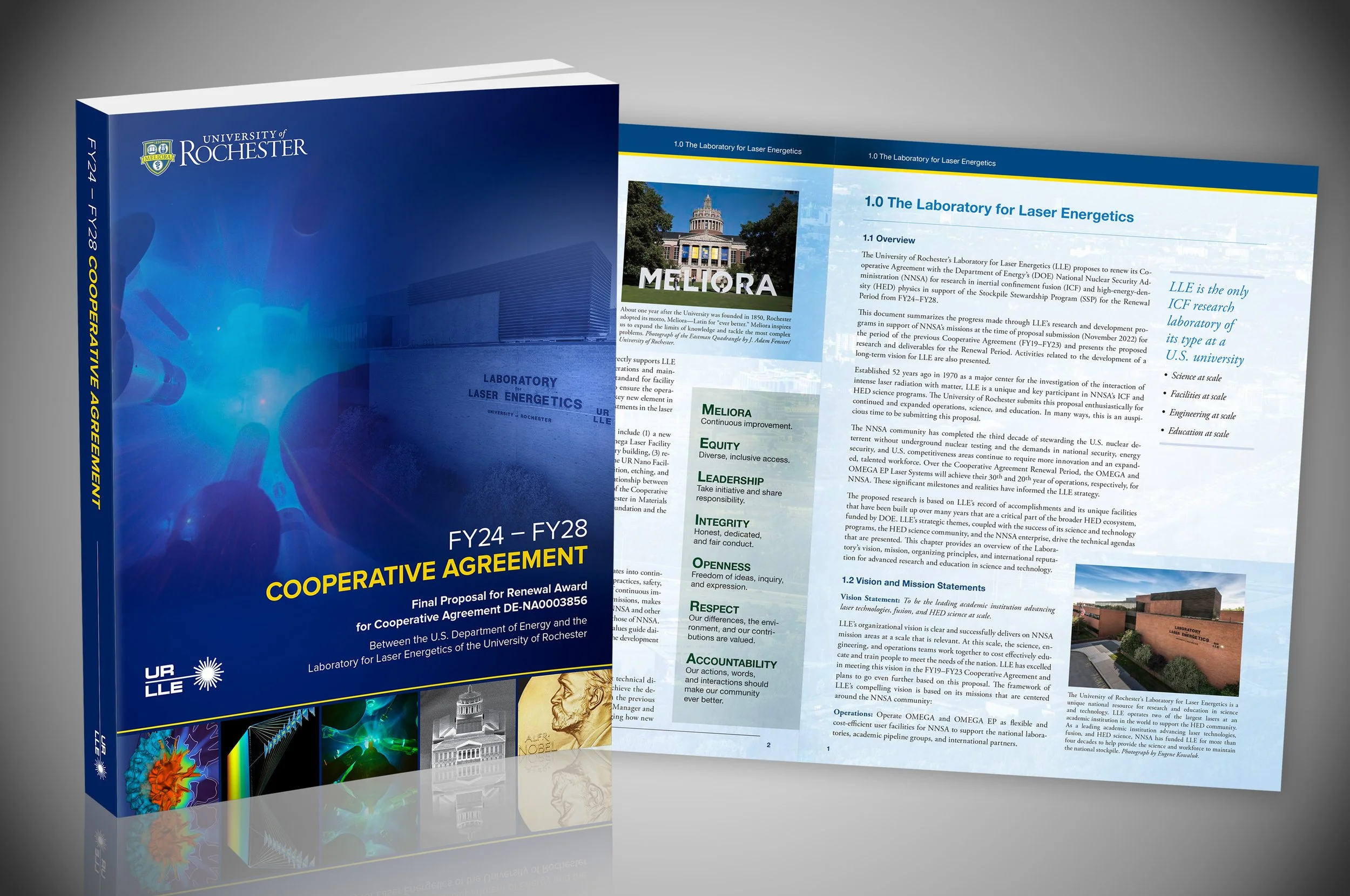 Image of the cover of the Cooperative Agreement with an interior spread layout.
