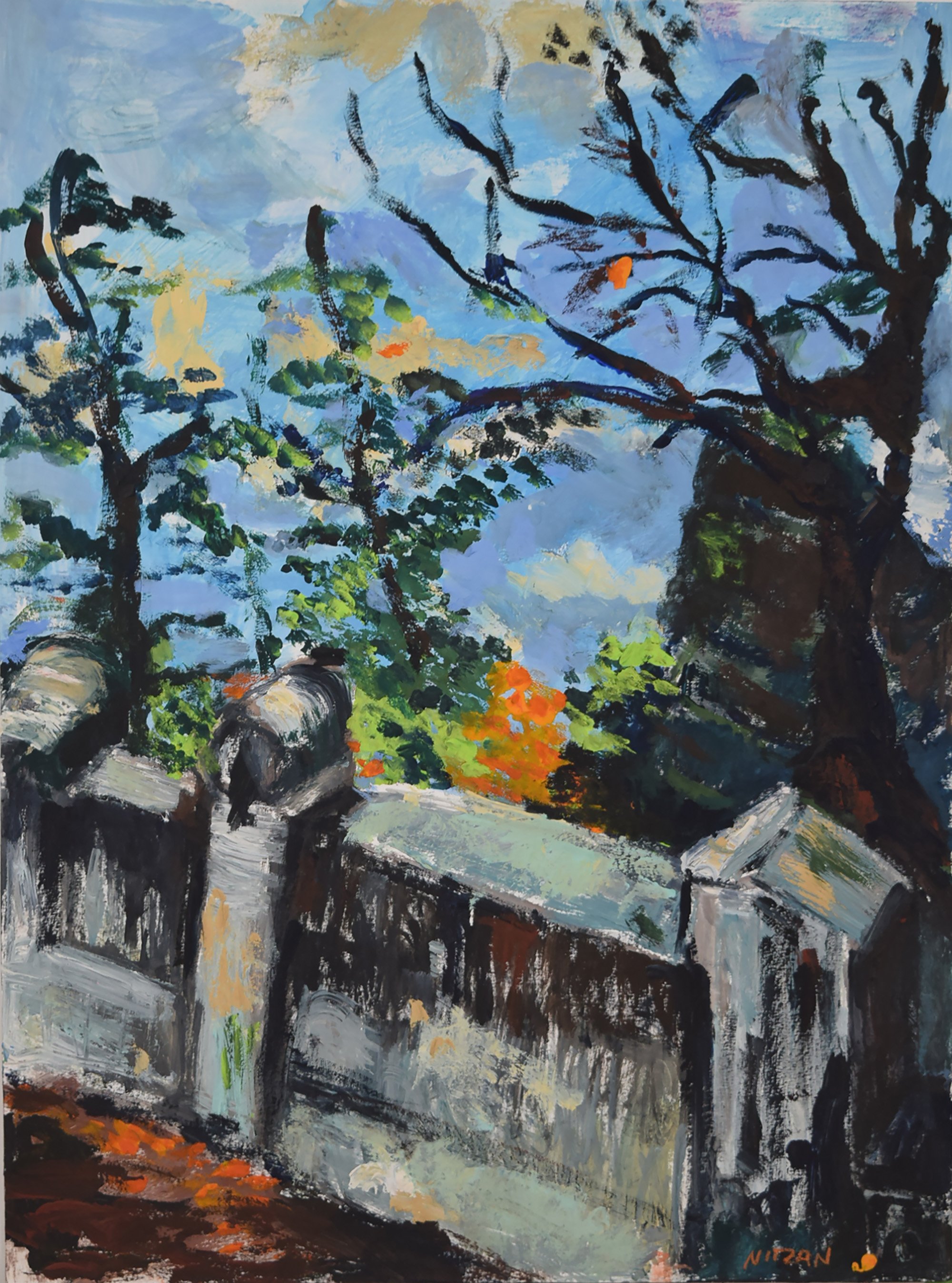 The Edge of the Road 18x24 Gouache 
