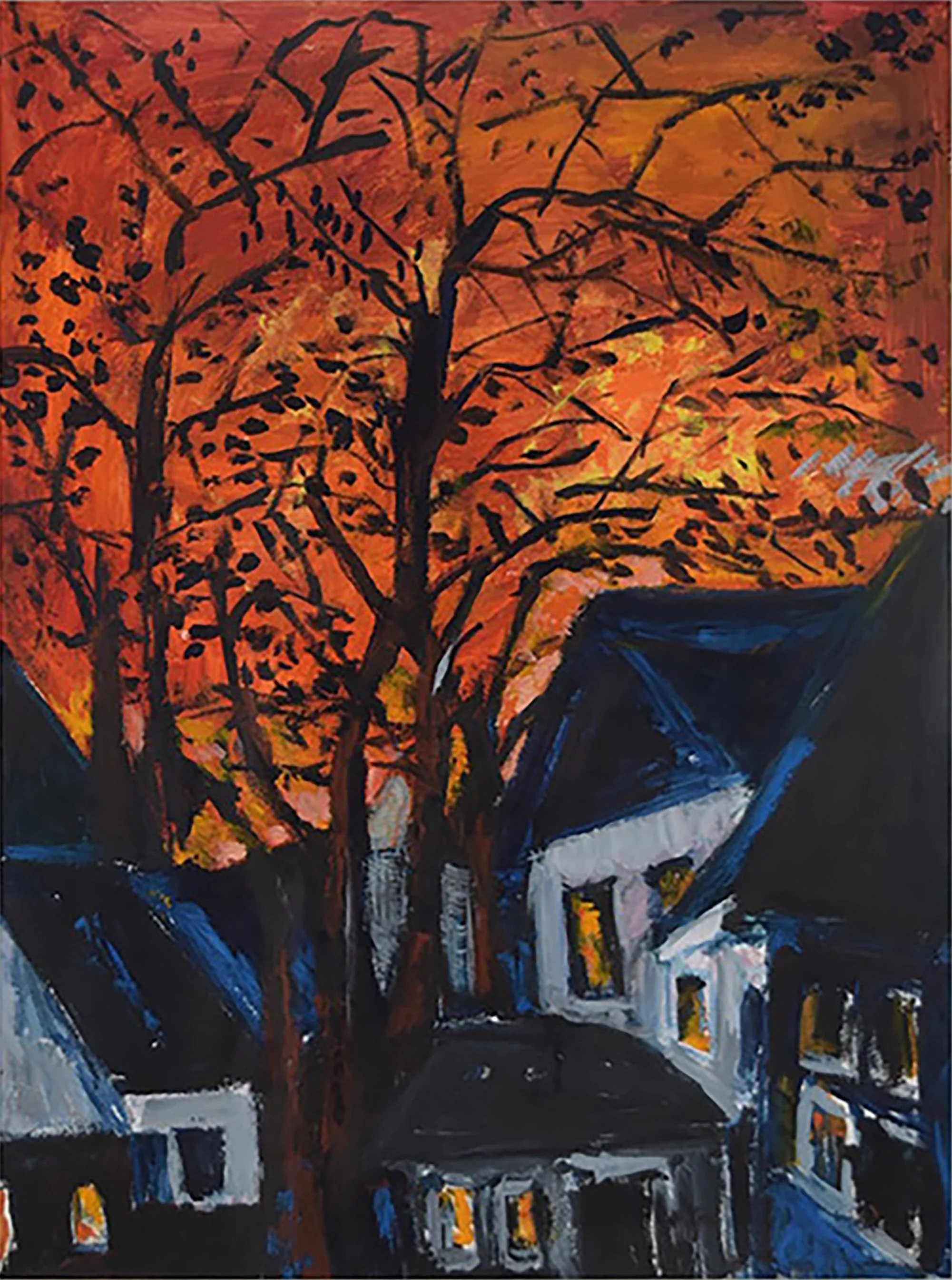 Evening in Orange. 18x24 Gouache 