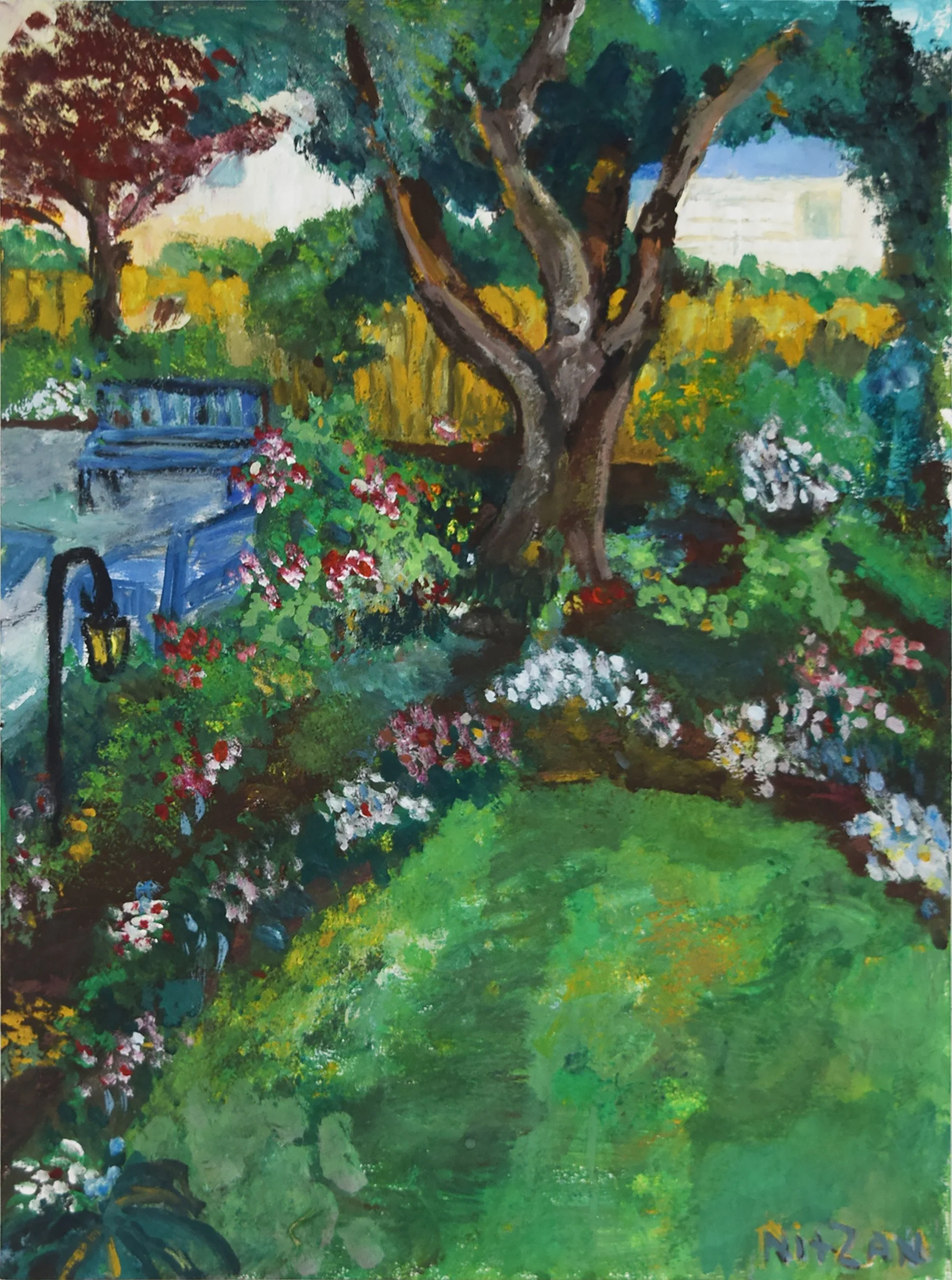 My Garden  18x24 Gouache Impasto 