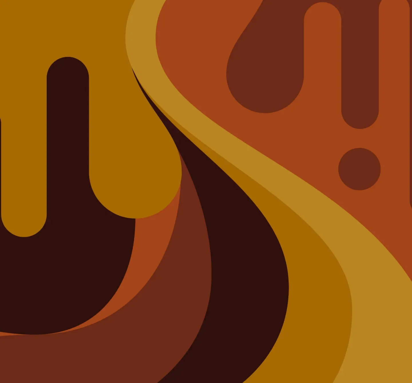 Abstract digital artwork with swirling lines and shapes in shades of brown, orange, and yellow.