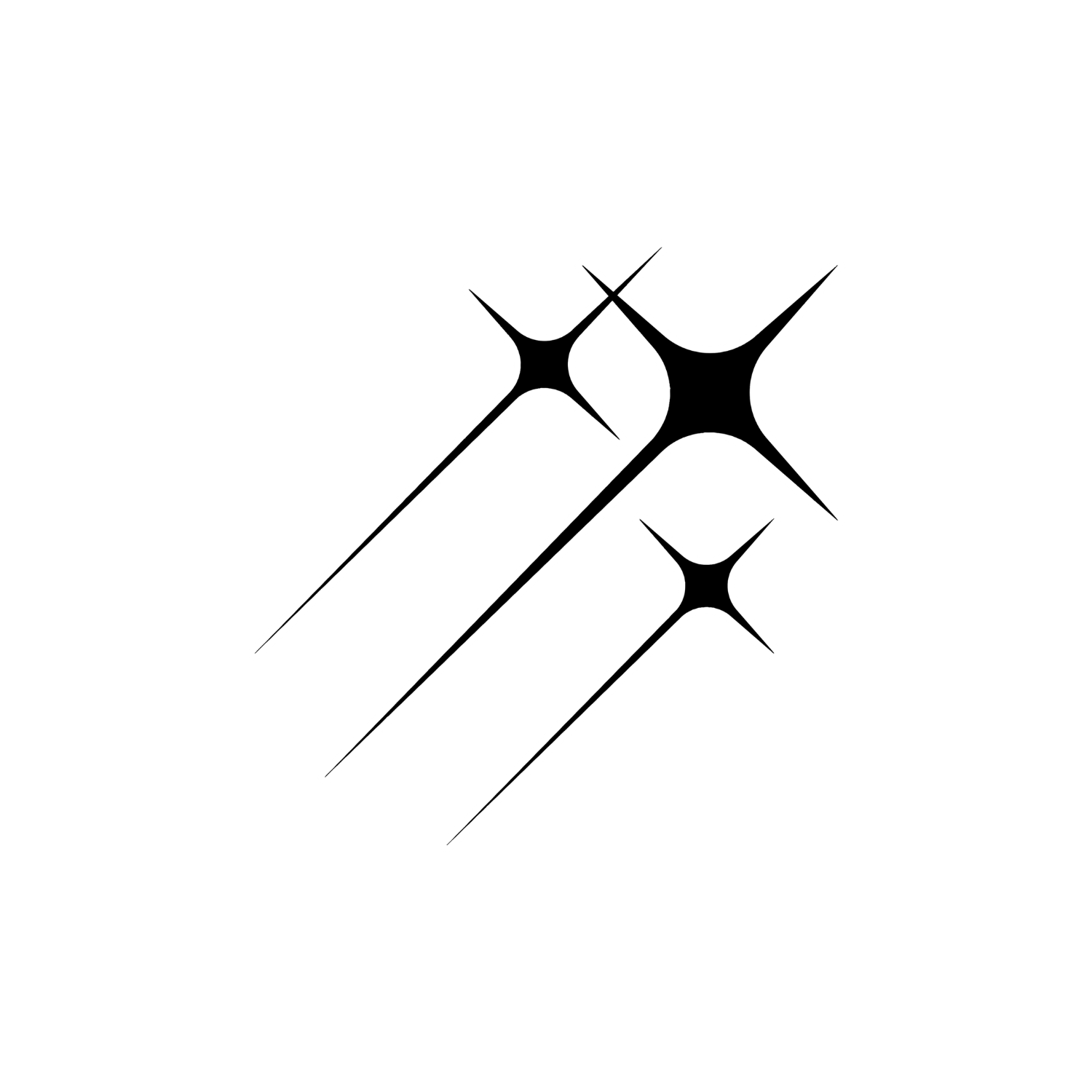 Neon outline of three snowflake icons on a black background.