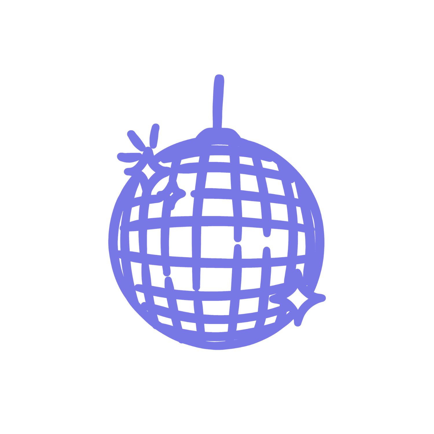 A drawing of a globe made of interconnected lines, with a small star-shaped decoration on the upper left side, hanging from a string.