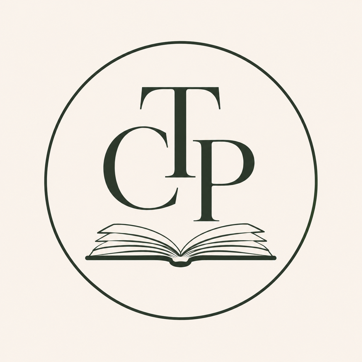 A circular logo featuring the letters 'C', 'T', 'B', and 'P' inside, with an open book graphic underneath, all in black on a white background.