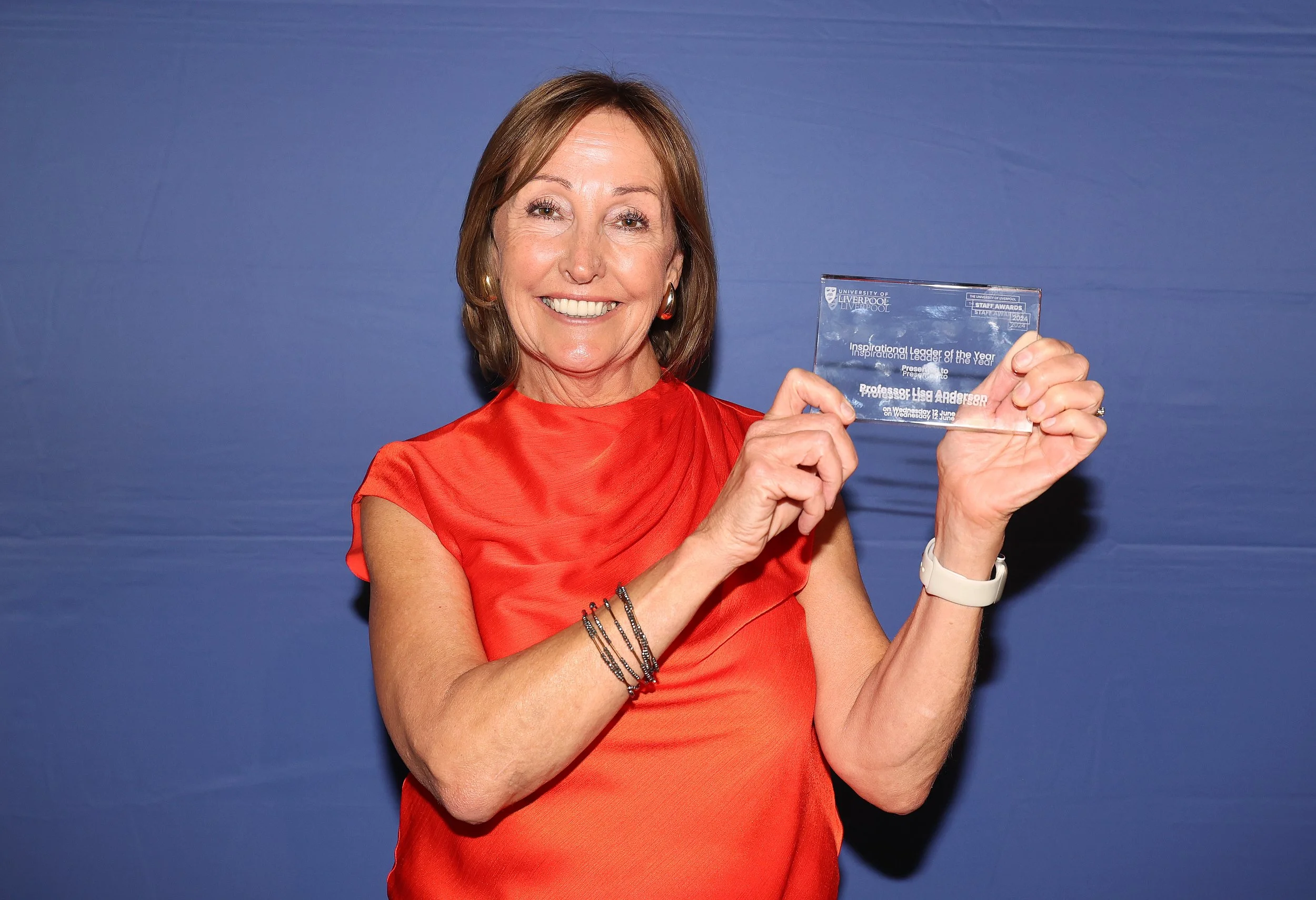 Lisa Anderson, Inspirational Leader Of The Year at the University of Liverpool Staff Awards, 2024.