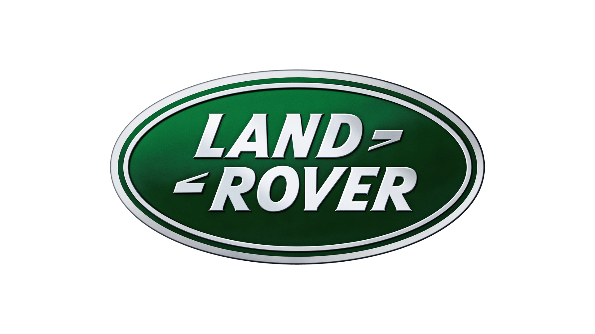 Land Rover logo with green oval background and silver border