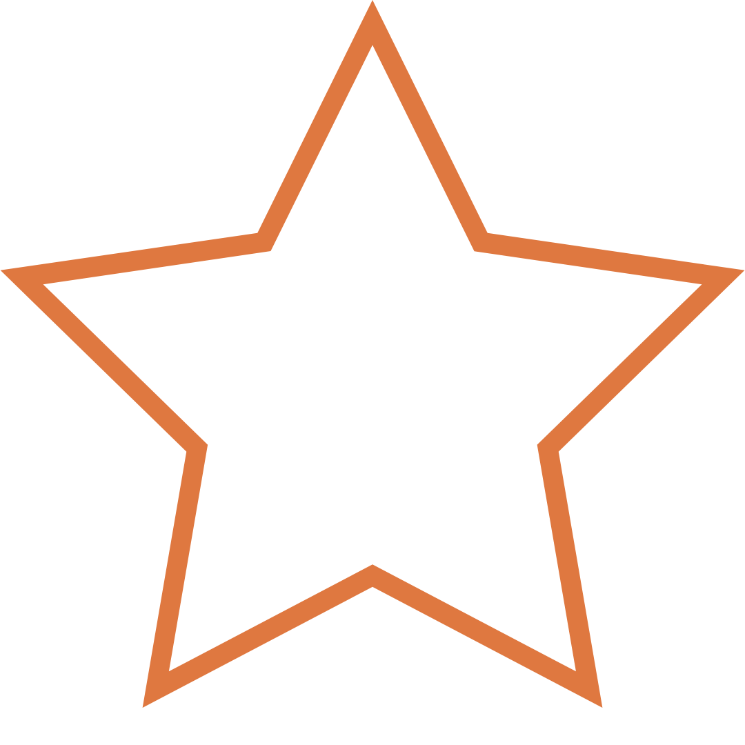 Outline of a five-pointed star with a brown border.