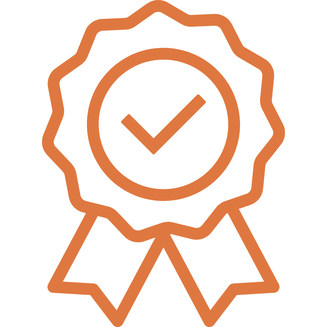 Badge or medal with a checkmark in the center.