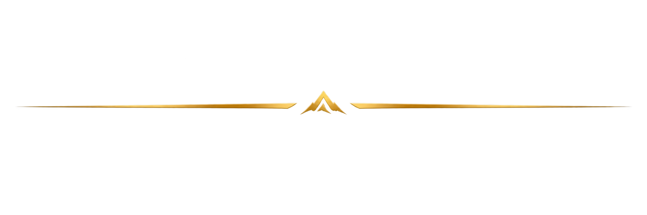 A logo with a central golden emblem shaped like a stylized mountain or peak, flanked by horizontal gold lines on either side, set against a plain black background.