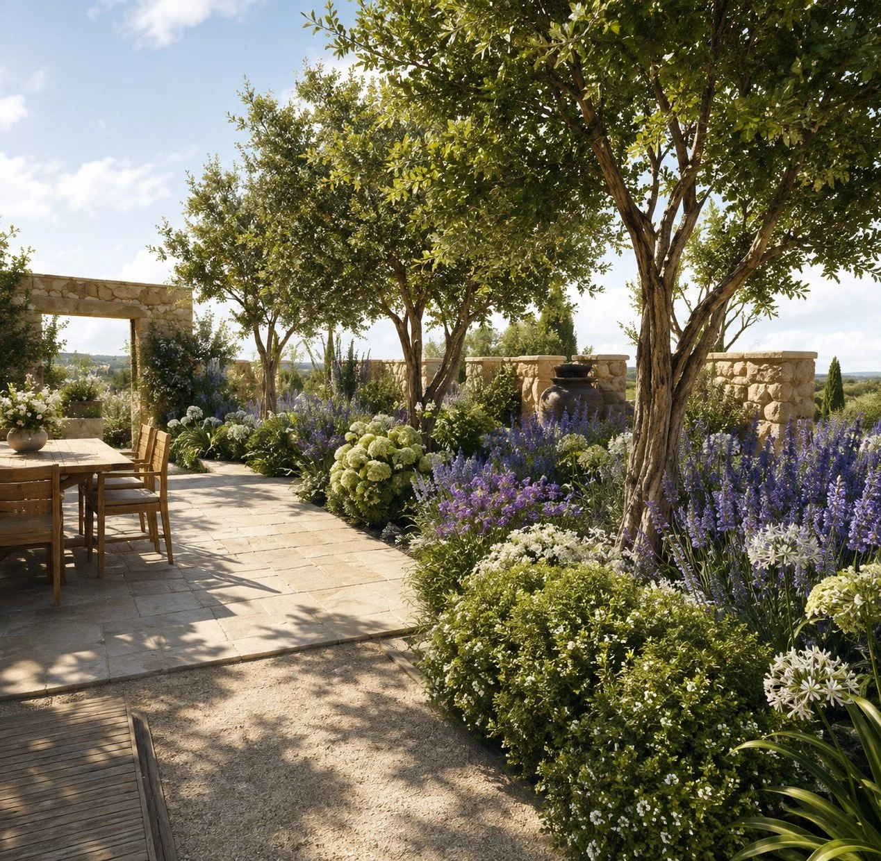 The Design - View to Dining Area and Courtyard Walls