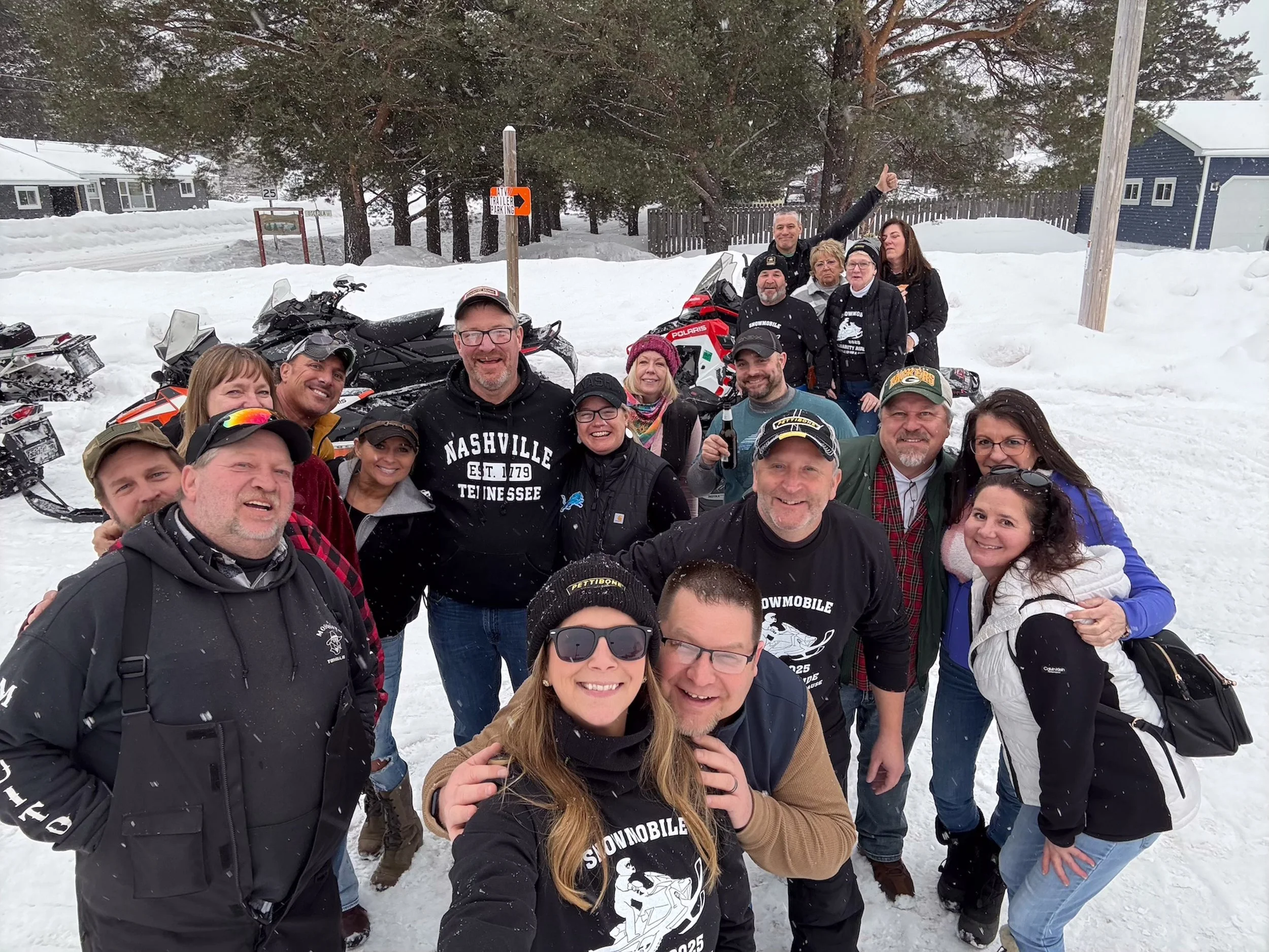 Group of Snowmobile Riders