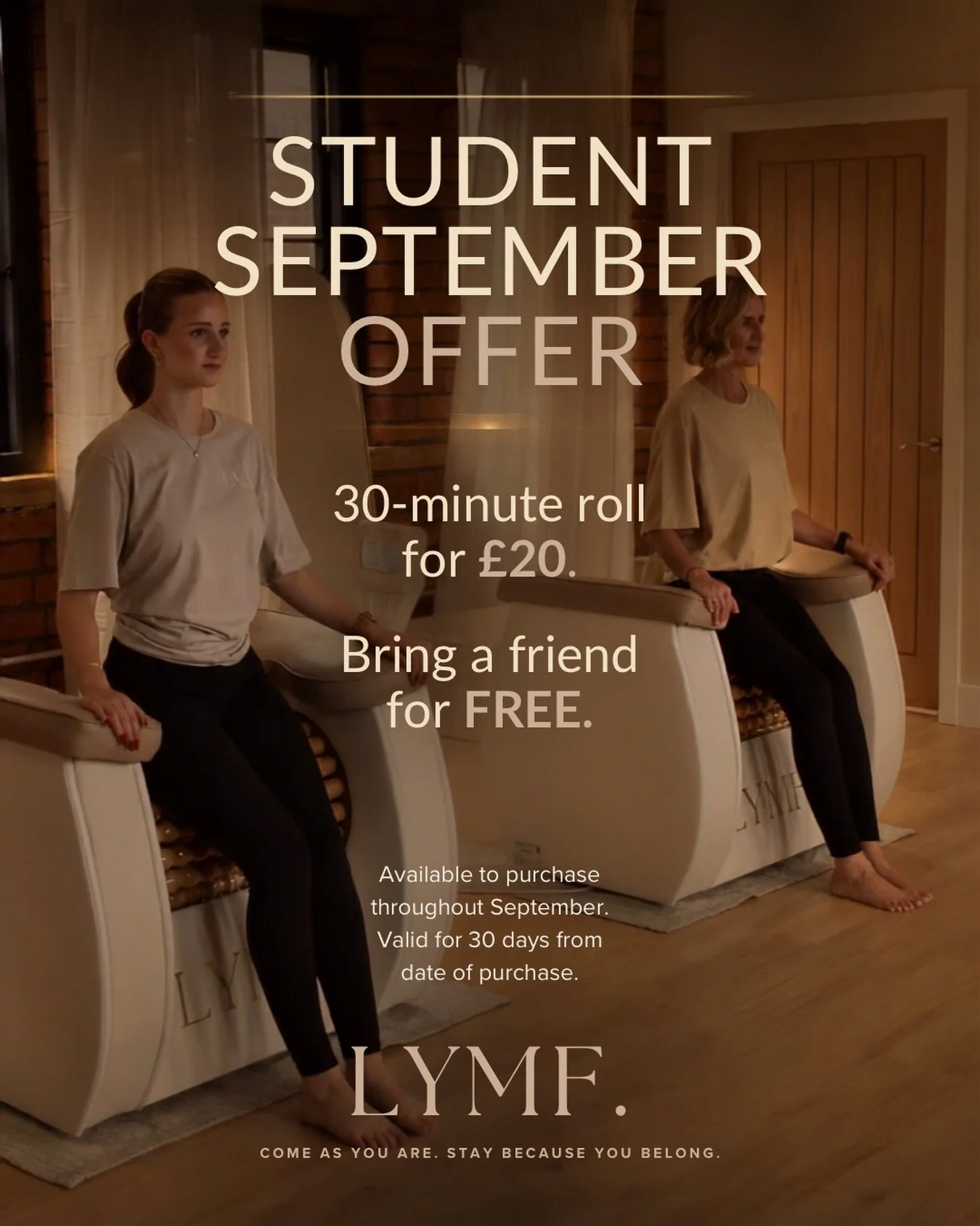 September means one thing on campus &mdash; new term, new city, and probably a few too many late nights already catching up with you. 

So we&rsquo;re making it easy to hit reset. Come roll with us for 30 minutes for &pound;20, and bring a friend com