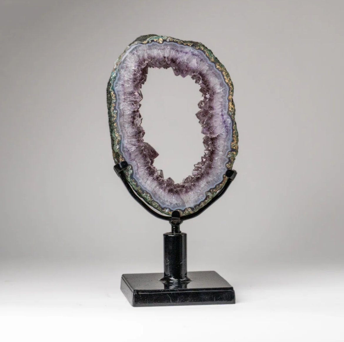 Genuine Amethyst Geode Slice On Stand