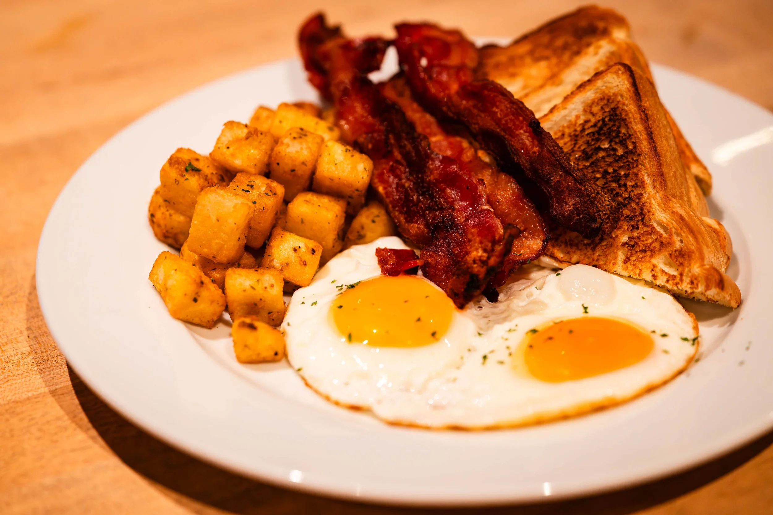 Bacon Eggs and Toast meal at Rosie's Kitchen