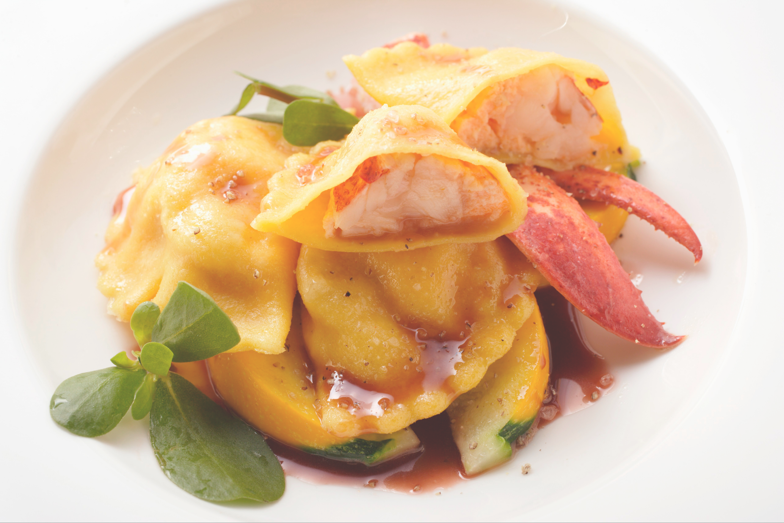 Atlantic Lobster Ravioli on chef prepared dish